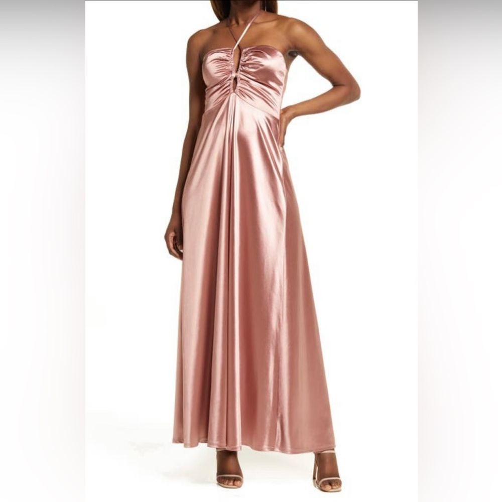 NWT Blush Pink Speechless Key Hole Neck Satin Gown